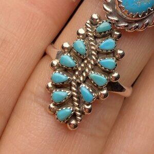 Carolyn Pollack Real Turquoise Zuni Ring NEEDLEPOINT Sterling Silver 925 US 6 sw